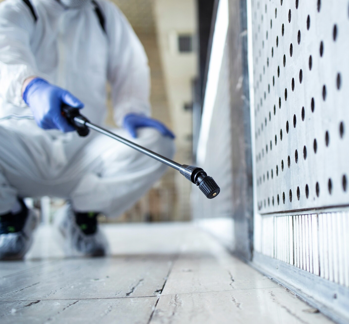 New Age Pest Managers technician treating a property